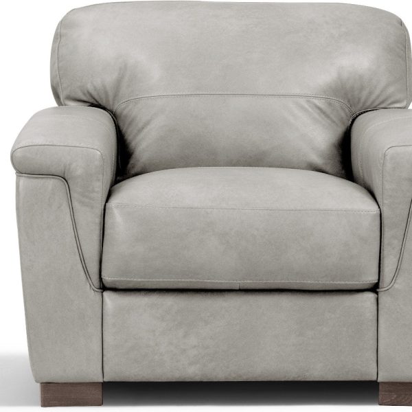 43" Gray and Brown Genuine Leather Arm Chair - Image 3