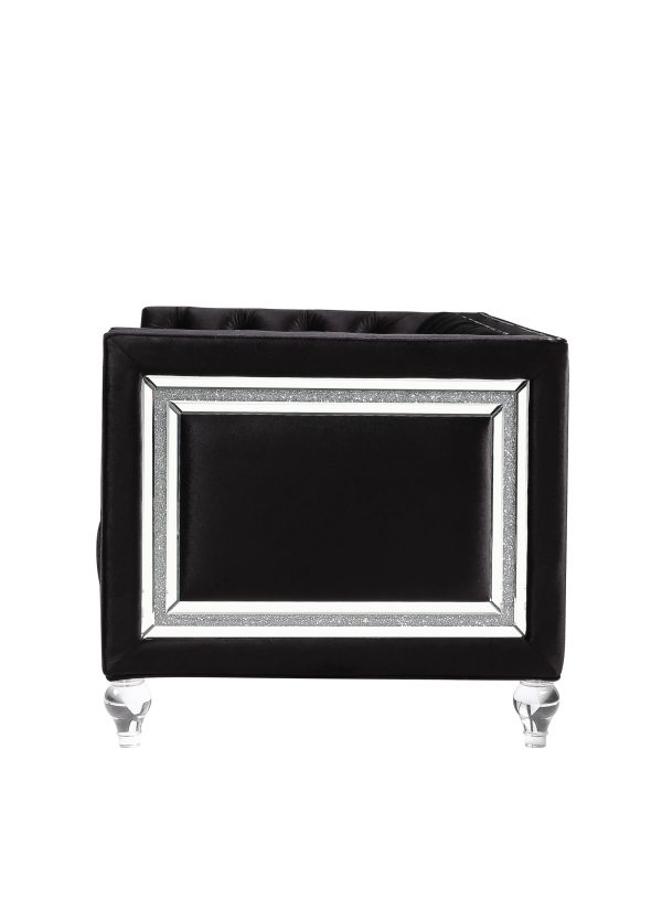 40" Black Velvet Tufted Arm Chair - Image 2