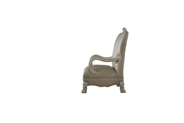 34" Bone Faux Leather Arm Chair - Image 3