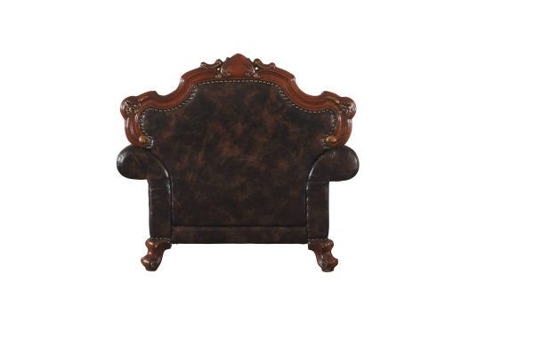 50" Chocolate Faux Leather Tufted Arm Chair - Image 3