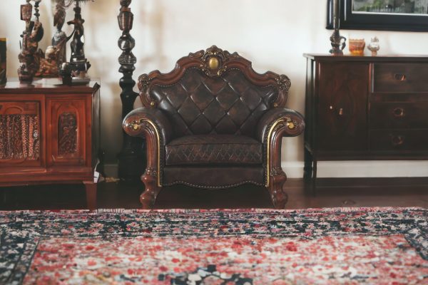 50" Chocolate Faux Leather Tufted Arm Chair - Image 4