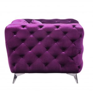 41" Purple Fabric And Black Tufted Arm Chair