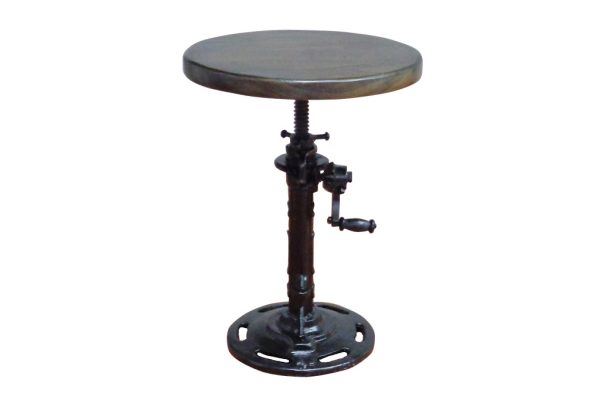 Black Iron Backless Adjustable Height Bar Chair - Image 2