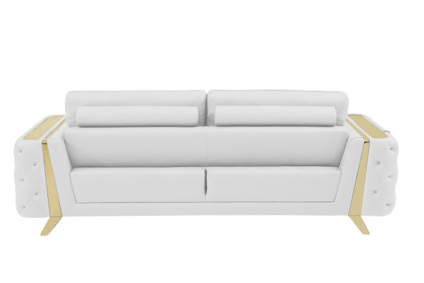 Three Piece Indoor White Italian Leather Six Person Seating Set - Image 4