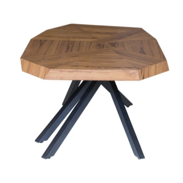 42" Brown And Black Wood And Iron Free Form Coffee Table - Image 4