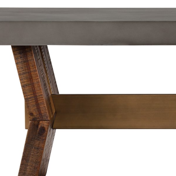 26" Gray And Brown Concrete And Solid Wood Coffee Table - Image 4