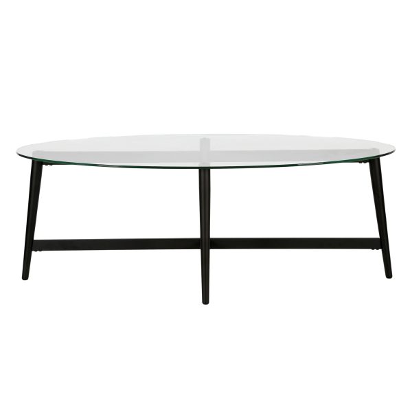 50" Clear And Black Glass And Steel Oval Coffee Table - Image 3