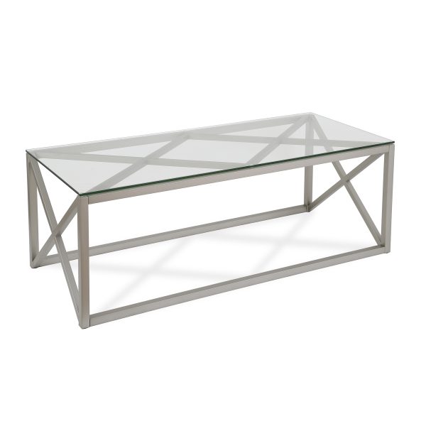 46" Silver Glass And Steel Coffee Table - Image 3