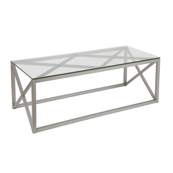 46" Silver Glass And Steel Coffee Table - Image 4