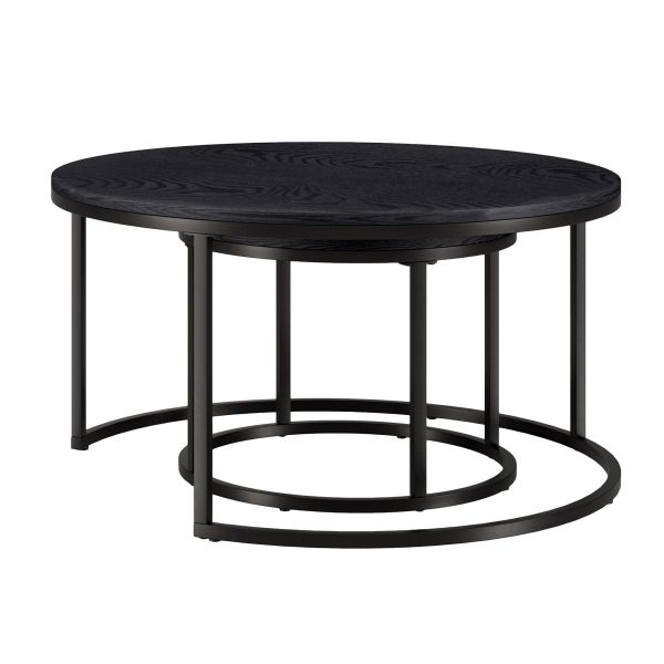 Set of Two 35" Black Steel Round Nested Coffee Tables - Image 4