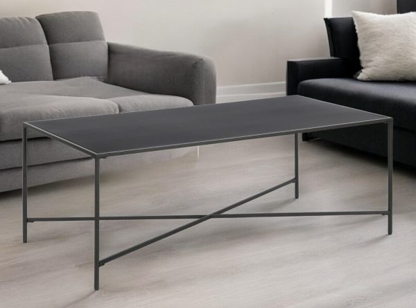 48" Black Steel Coffee Table - Image 2