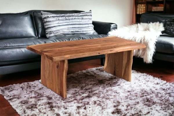 51" Brown Solid Wood Coffee Table - Image 2