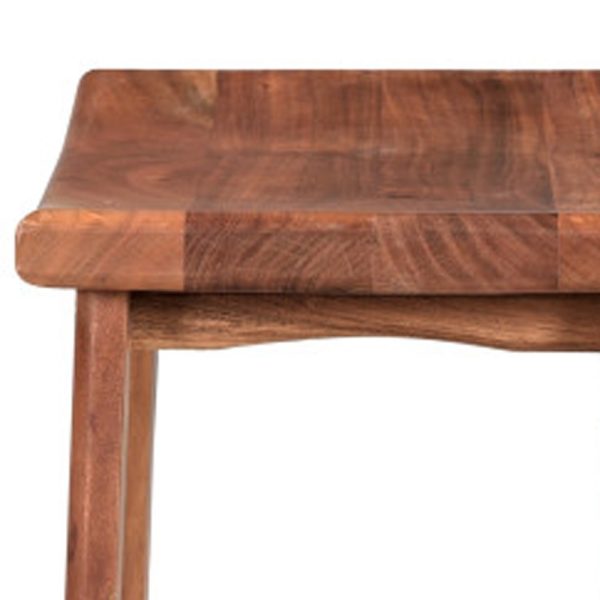 26" Brown Solid Wood Backless Bar Chair - Image 3