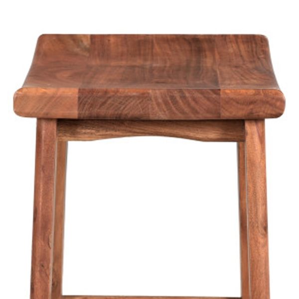 26" Brown Solid Wood Backless Bar Chair - Image 4