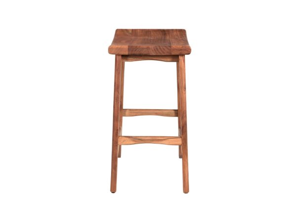 26" Brown Solid Wood Backless Bar Chair - Image 2
