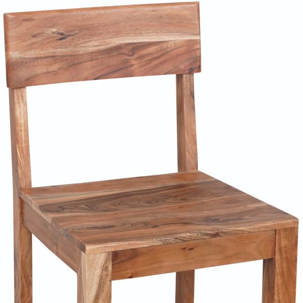 18" Wood Brown Solid Wood Counter Height Bar Chair - Image 3