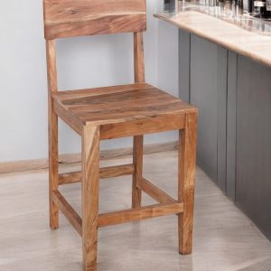 18" Wood Brown Solid Wood Counter Height Bar Chair