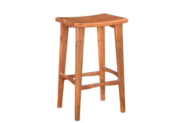 32" Wood Brown Solid Wood Backless Counter Height Bar Chair - Image 2