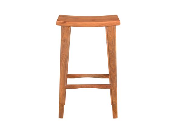 32" Wood Brown Solid Wood Backless Counter Height Bar Chair - Image 3