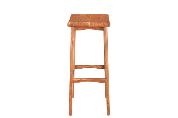 32" Wood Brown Solid Wood Backless Counter Height Bar Chair - Image 4