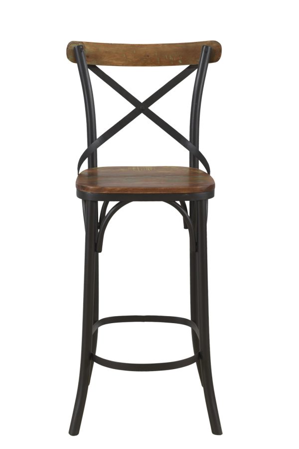 30" Brown And Black Metal Counter Height Bar Chair - Image 3