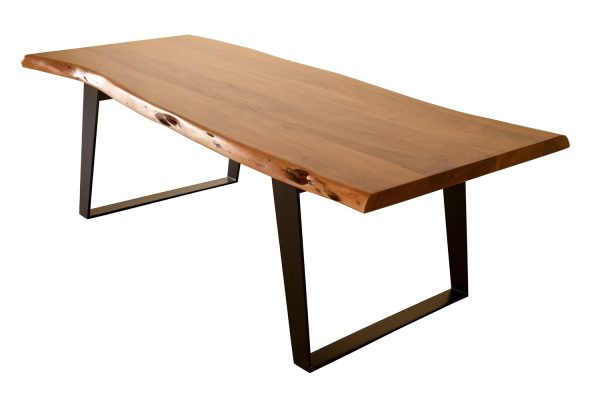 54" Brown And Black Solid Wood And Iron Coffee Table - Image 3