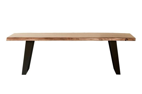 54" Brown And Black Solid Wood And Iron Coffee Table - Image 2