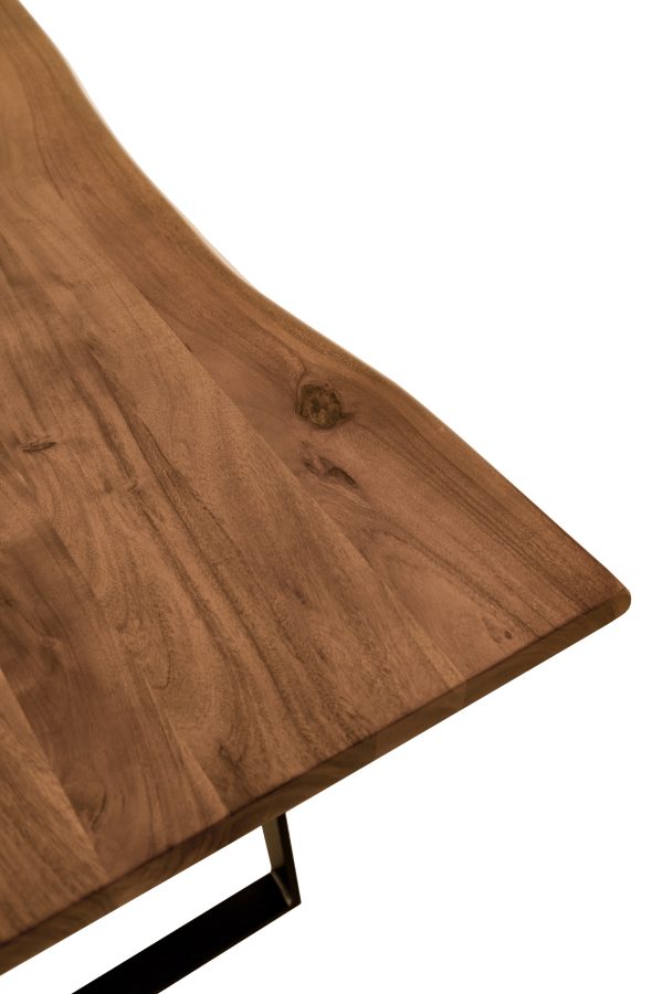 54" Brown And Black Solid Wood And Iron Coffee Table - Image 4