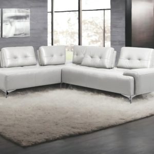 White Leather L Shaped Two Piece Seating Component