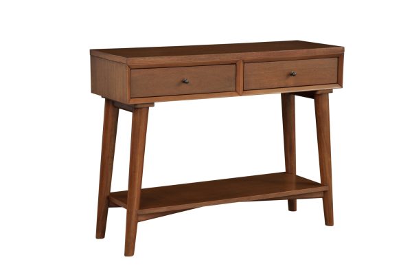 42" Brown Floor Shelf Console Table With Shelves And Drawers - Image 2