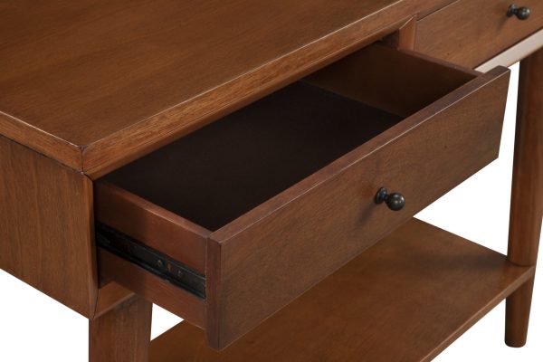 42" Brown Floor Shelf Console Table With Shelves And Drawers - Image 4