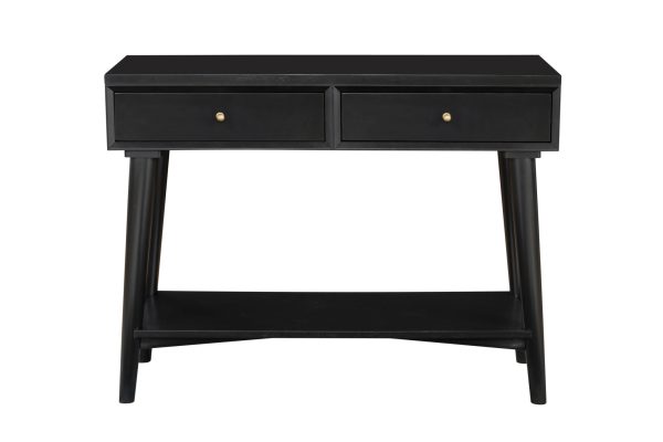 42" Black Floor Shelf Console Table With Shelves And Drawers - Image 2