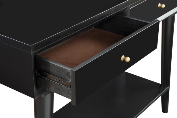 42" Black Floor Shelf Console Table With Shelves And Drawers - Image 4