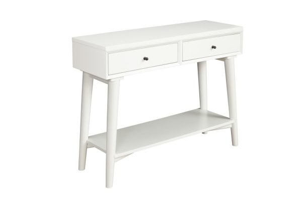 42" White Solid Wood Console Table With Shelves And Drawers - Image 2