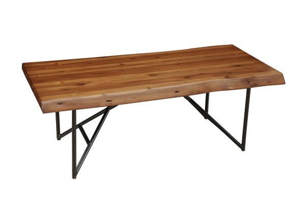 50" Brown And Black Solid Wood And Metal Coffee Table - Image 3