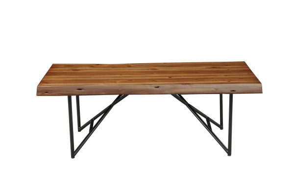 50" Brown And Black Solid Wood And Metal Coffee Table - Image 4