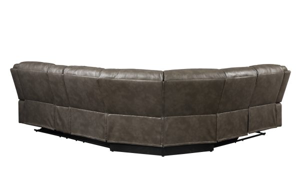 Taupe Faux Leather Reclining L Shaped Six Piece Corner Sectional With Console - Image 4