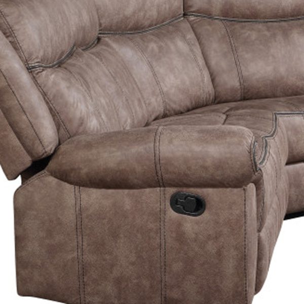 Chocolate Velvet Reclining L Shaped Six Piece Corner Sectional With Console - Image 3