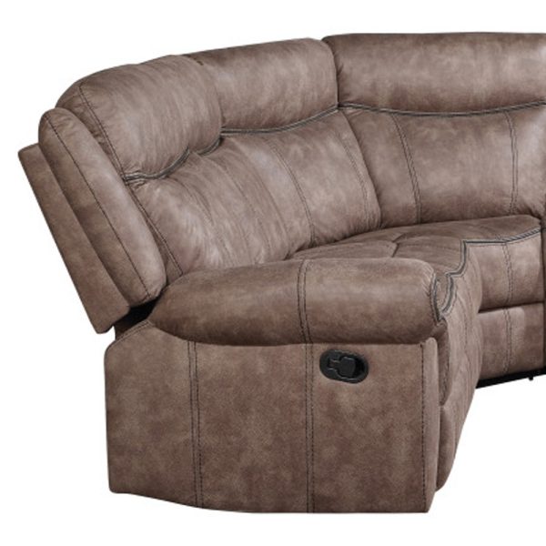Chocolate Velvet Reclining L Shaped Six Piece Corner Sectional With Console - Image 4