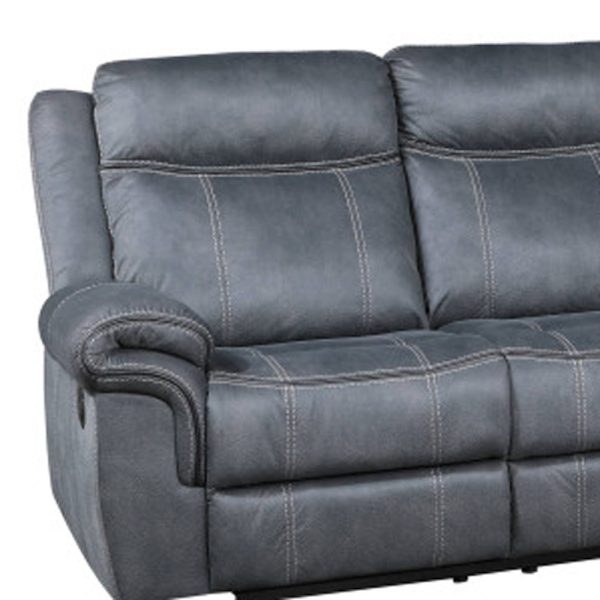 Gray Velvet Reclining L Shaped Six Piece Corner Sectional With Console - Image 3