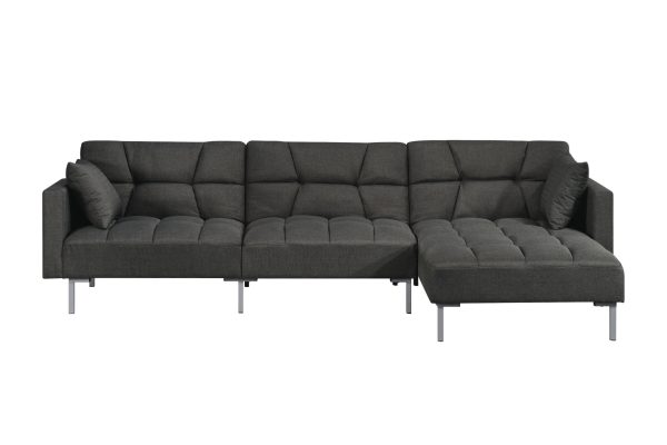 Dark Gray Polyester Modular L Shaped Two Piece Sofa and Chaise Sectional And Toss Pillows - Image 3