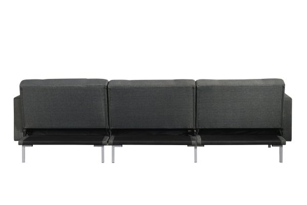 Dark Gray Polyester Modular L Shaped Two Piece Sofa and Chaise Sectional And Toss Pillows - Image 4