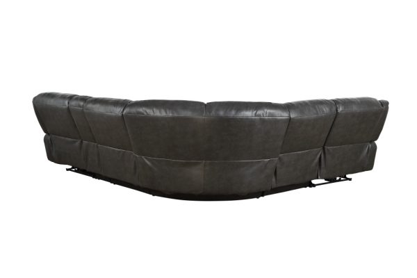 Gray Faux Leather Power Reclining L Shaped Six Piece Corner Sectional With Console - Image 4