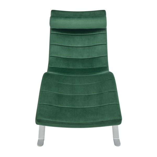 66" Green and Silver Velvet Lounge Chair