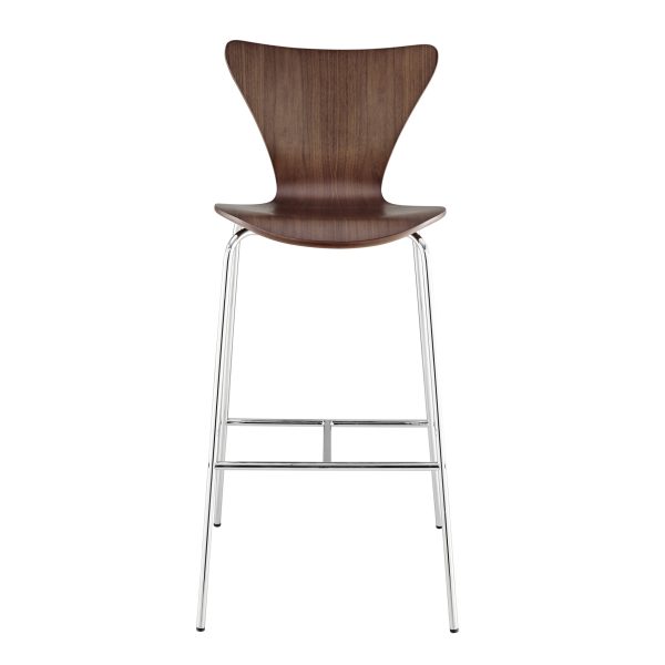 30" Brown And Silver Metallic Stainless Steel Bar Chair - Image 2