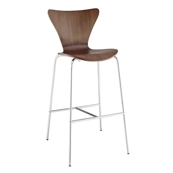 30" Brown And Silver Metallic Stainless Steel Bar Chair - Image 3
