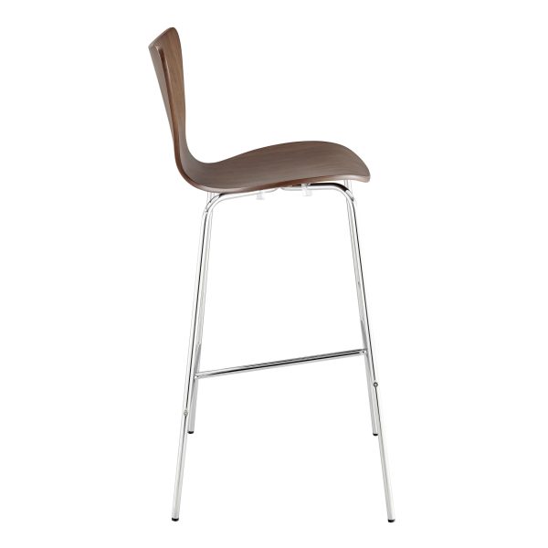 30" Brown And Silver Metallic Stainless Steel Bar Chair - Image 4