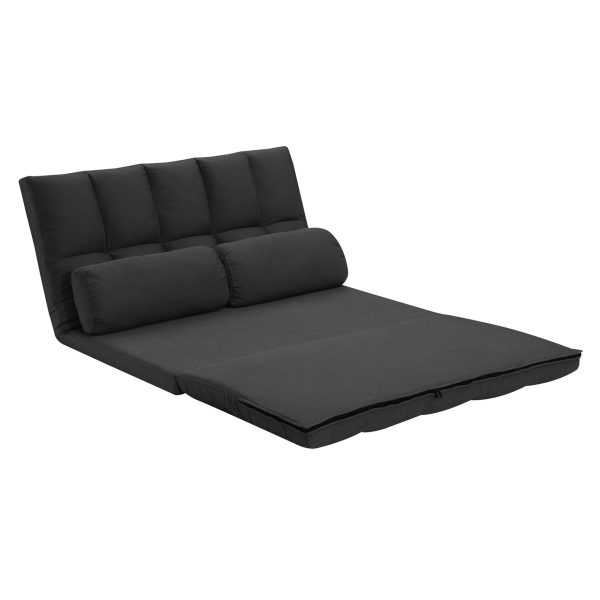 45" Gray Futon Convertible Sleeper Loveseat and Toss Pillows - Image 3