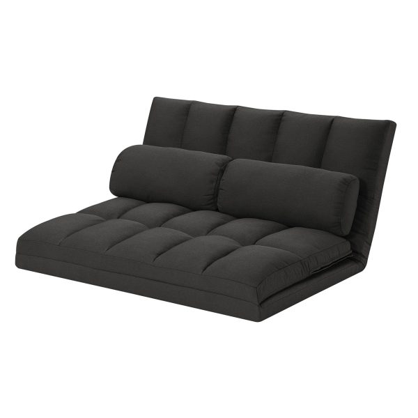 45" Gray Futon Convertible Sleeper Loveseat and Toss Pillows - Image 4
