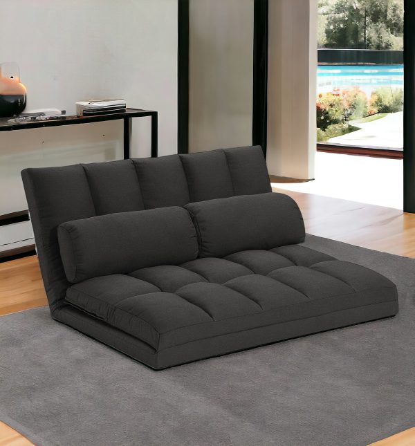 45" Gray Futon Convertible Sleeper Loveseat and Toss Pillows - Image 2